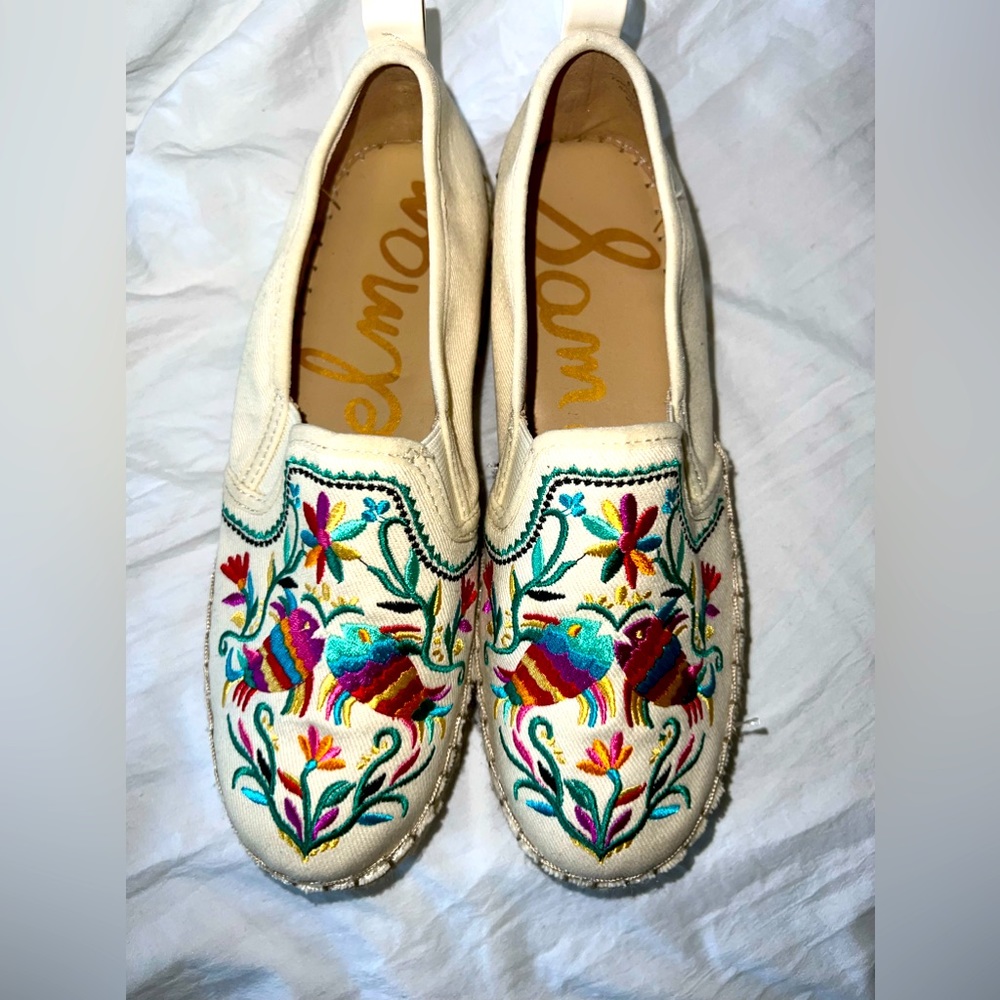 Sam Edelman 6.5 Carrin/Ivory Embroidered Espadrilles
